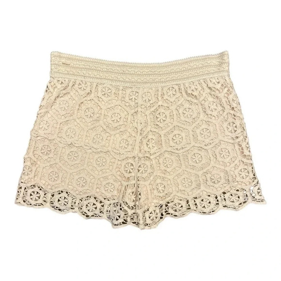 Miss Kelly 1999 Crochet Vintage Floral Overlay Ivory/Cream Color Pull On Shorts - Picture 4 of 6